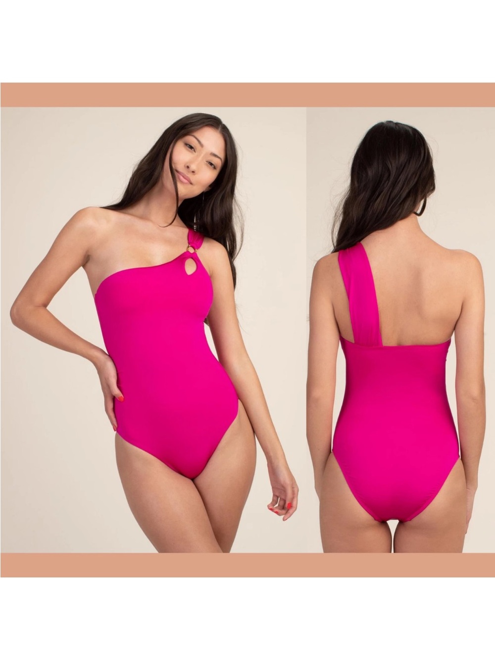NEW $142 Trina Turk Getaway Solid One Shoulder One-Piece Swimsuit [SZ 4 ]